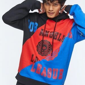 Los Angeles Graphic Patchwork Black and Red Men's Hoodie